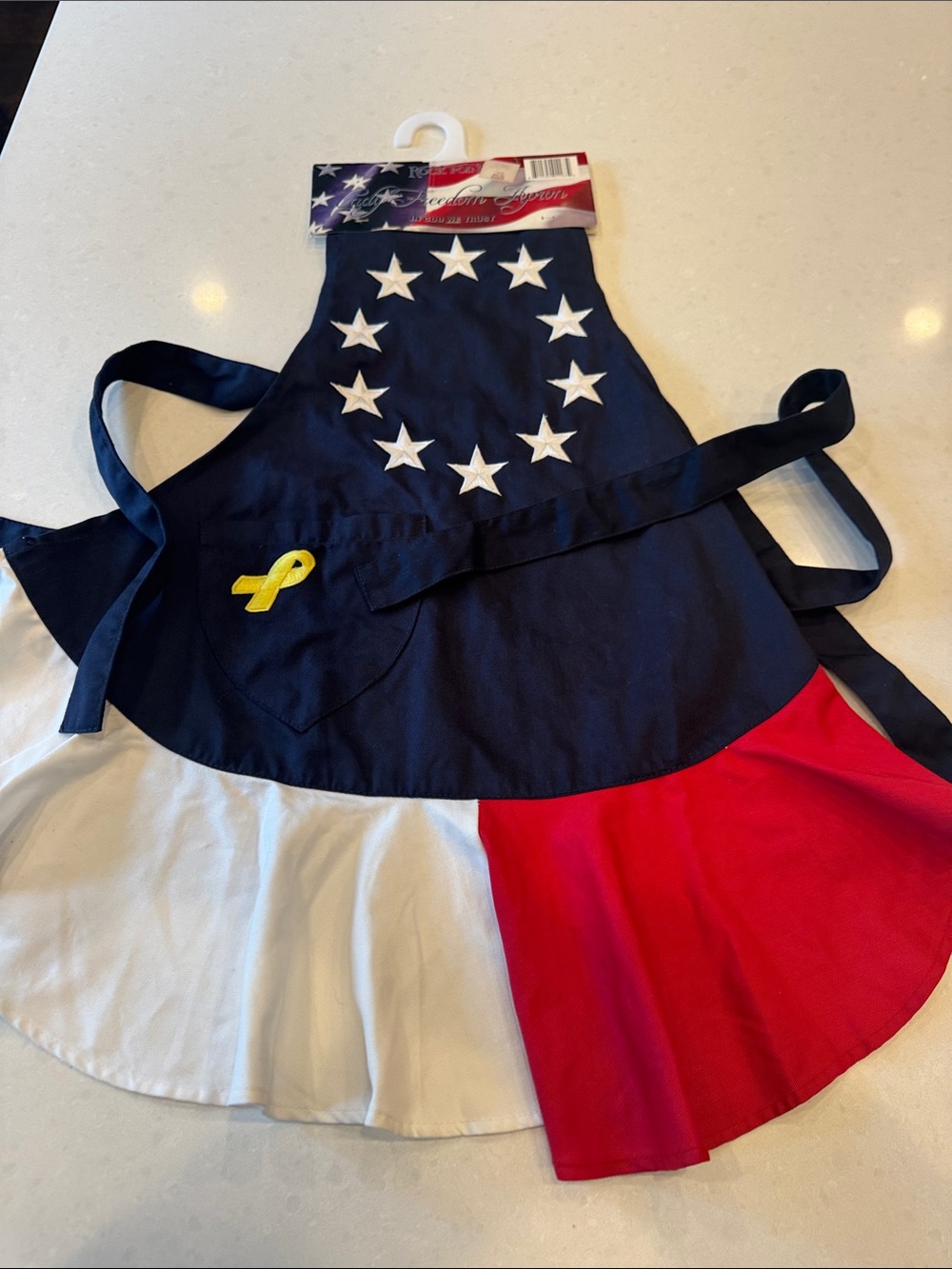 Women’s World War II  Patriotic Apron in Navy, White & Red - Stars Accent